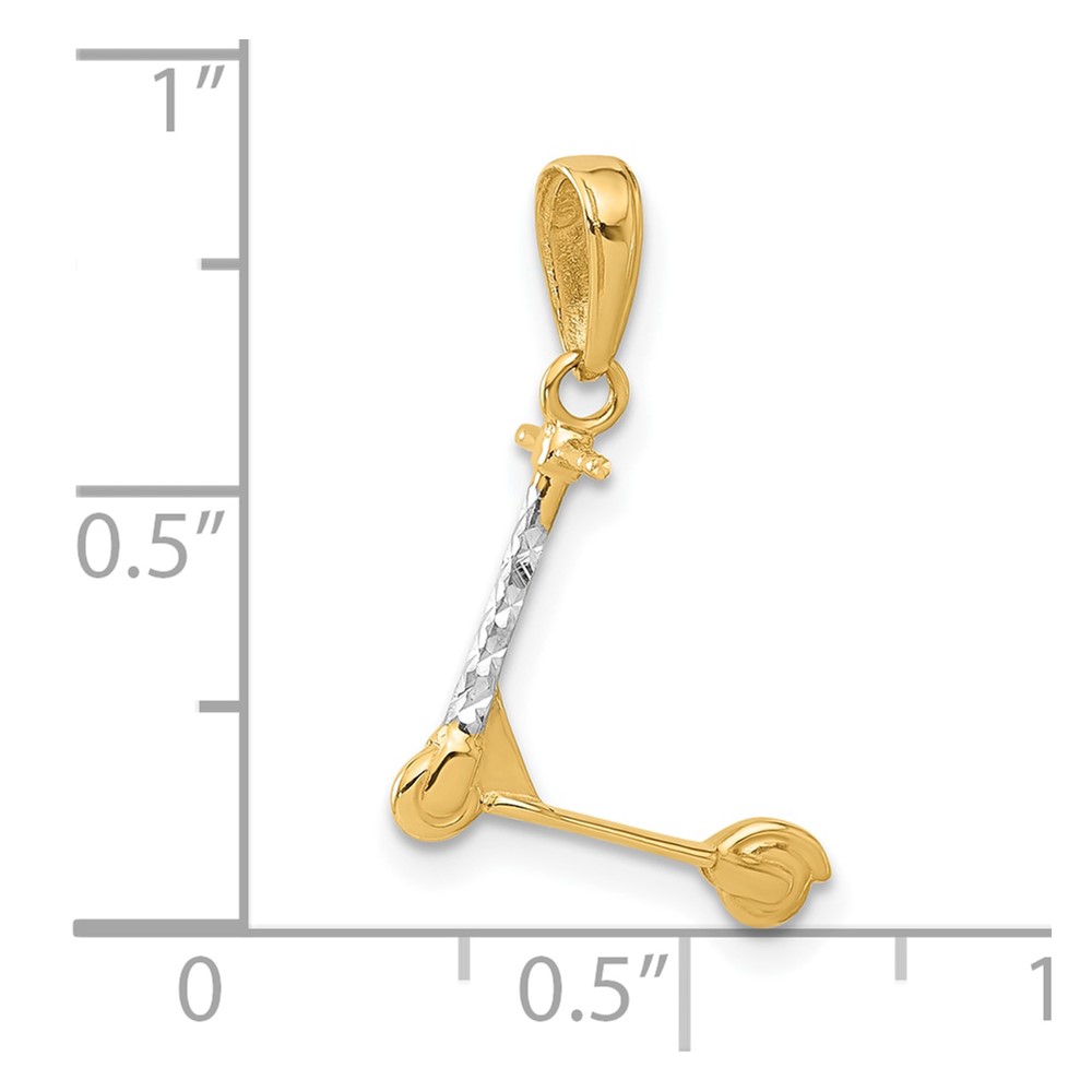 14K and White Rhodium D/C 3D Scooter Pendant (C4925)