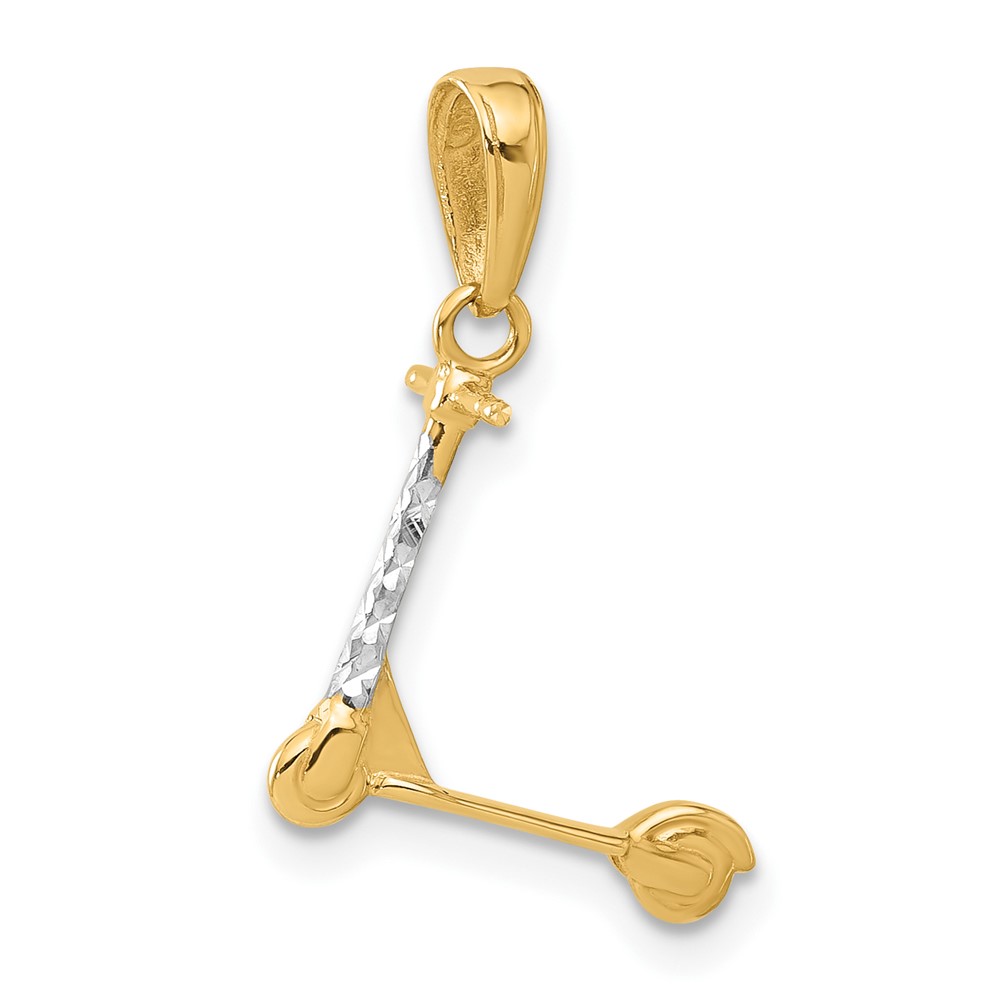 14K and White Rhodium D/C 3D Scooter Pendant (C4925)