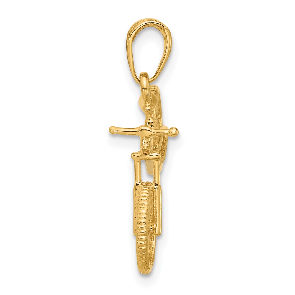 14k and White Rhodium D/C 3D Bicycle Pendant (C4926)