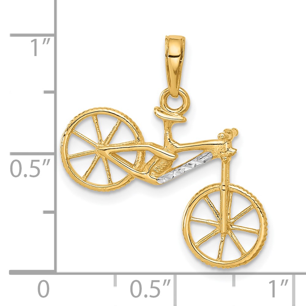 14k and White Rhodium D/C 3D Bicycle Pendant (C4926)