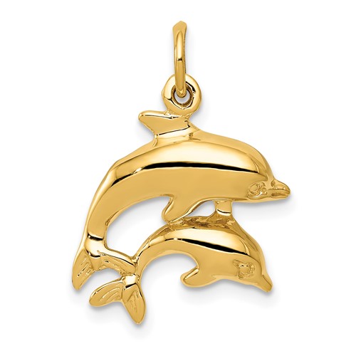 14K Yellow Gold Dolphin Pair Charm