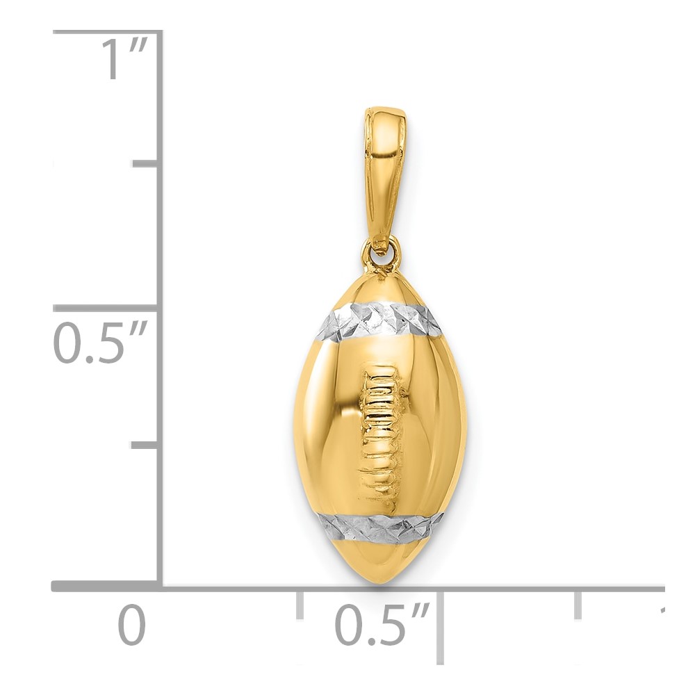 14k and White Rhodium D/C 3D Football Pendant (C4931)