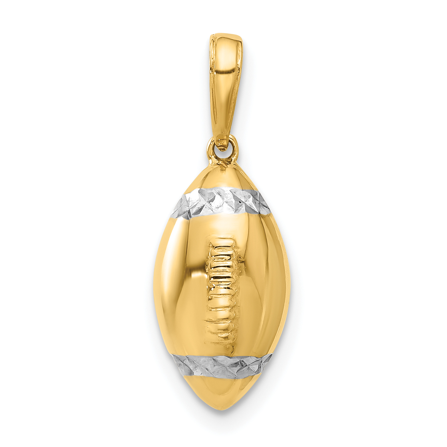 14k and White Rhodium D/C 3D Football Pendant (C4931)