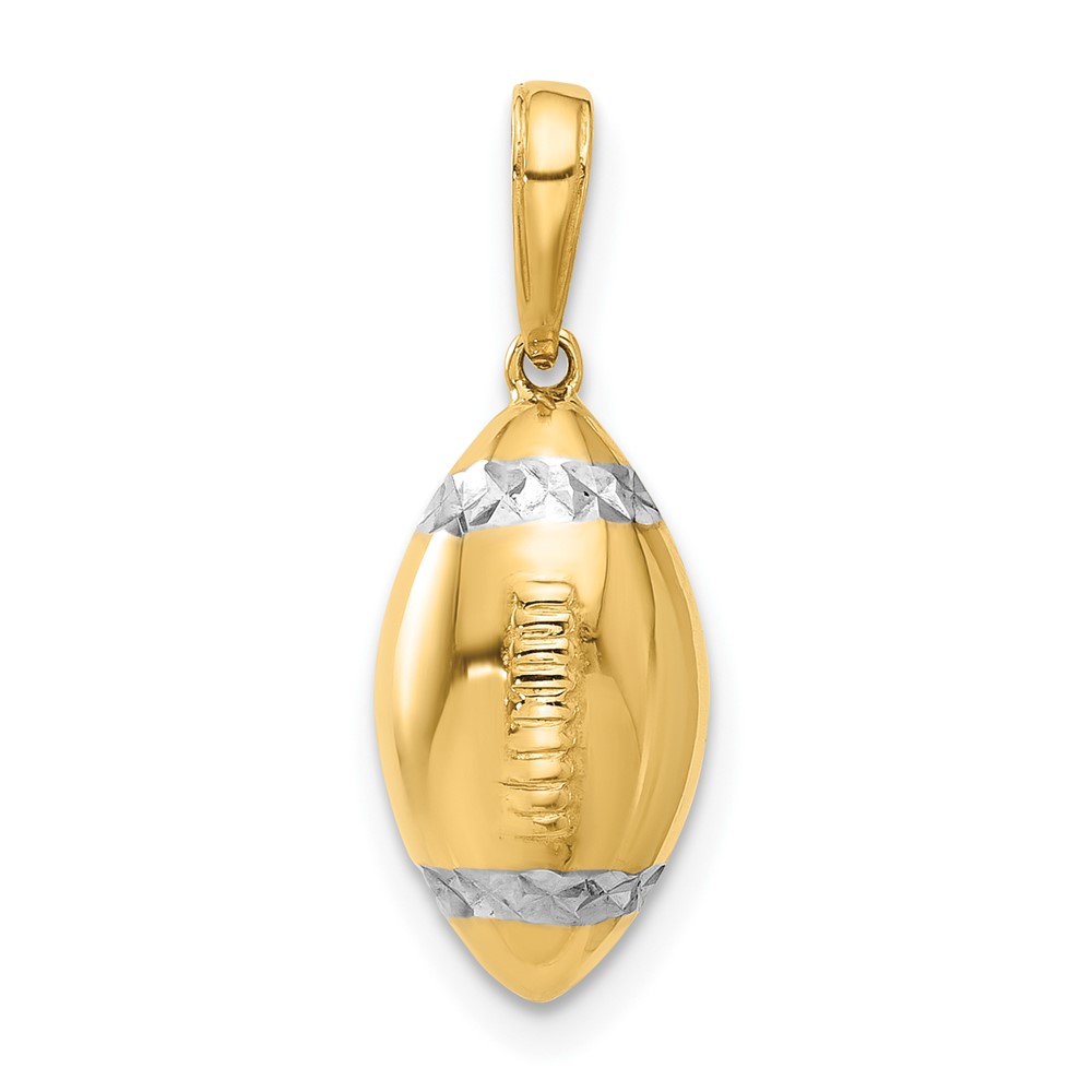 14k and White Rhodium D/C 3D Football Pendant (C4931)