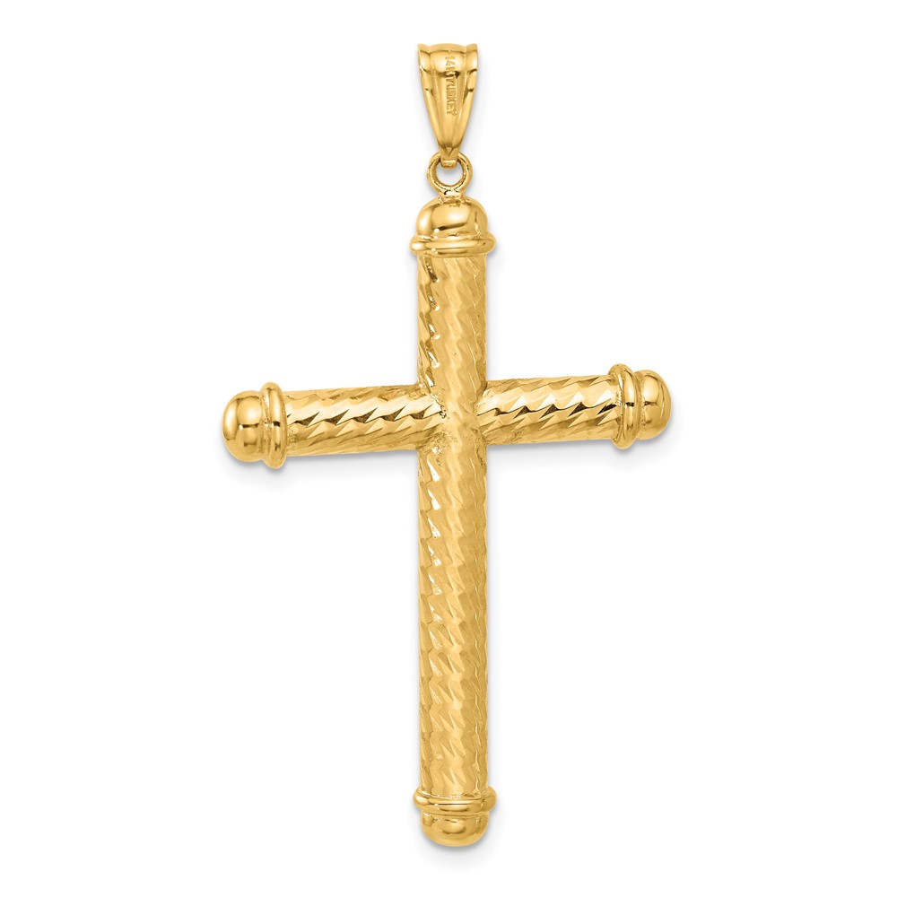 14K Polished and Diamond-cut Cross Pendant (C4936)