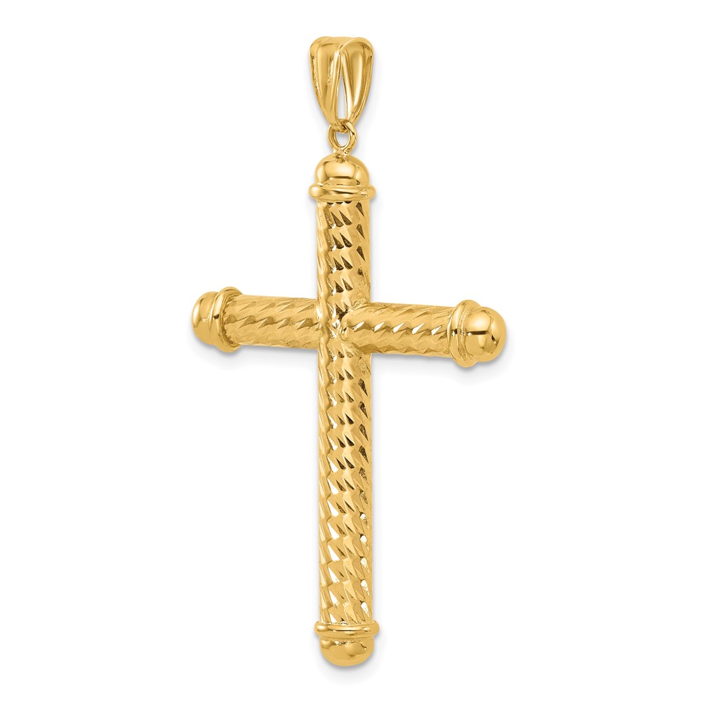 14K Polished and Diamond-cut Cross Pendant (C4936)