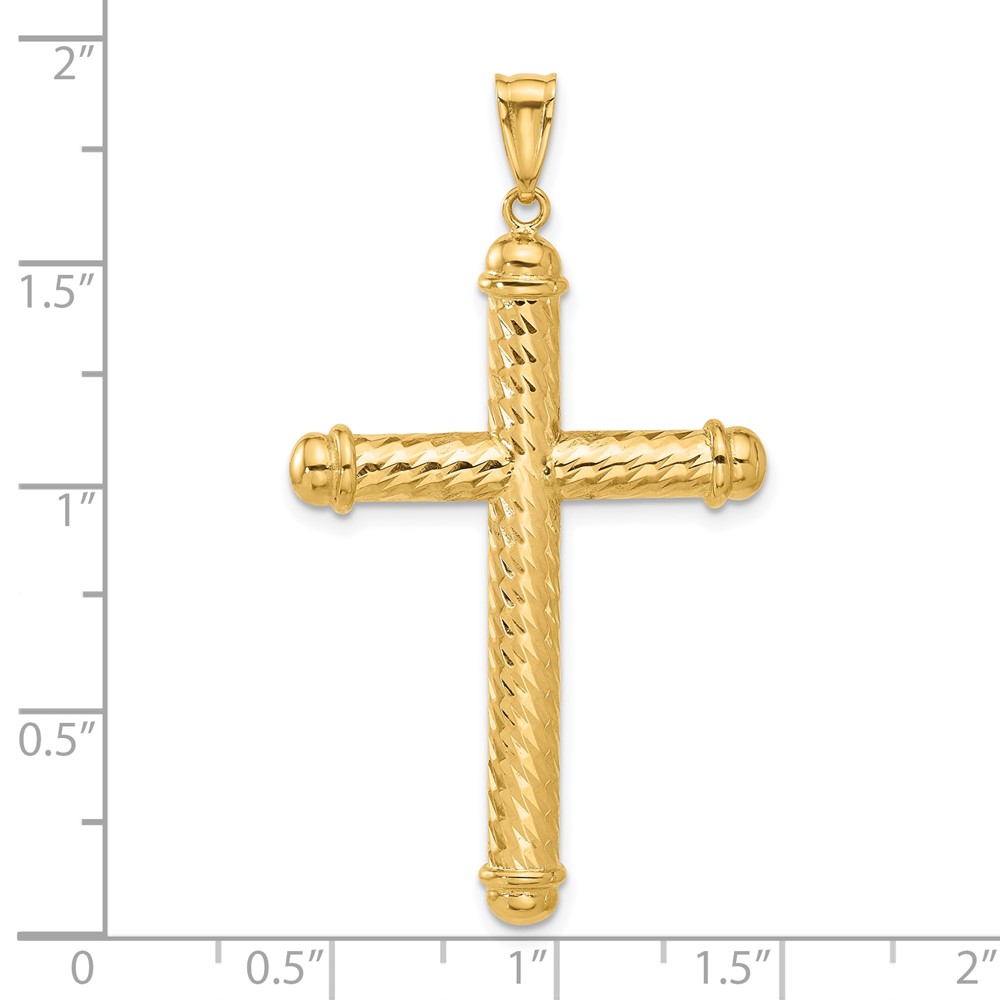 14K Polished and Diamond-cut Cross Pendant (C4936)