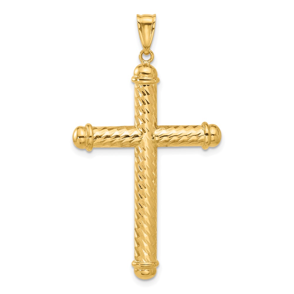 14K Polished and Diamond-cut Cross Pendant (C4936)