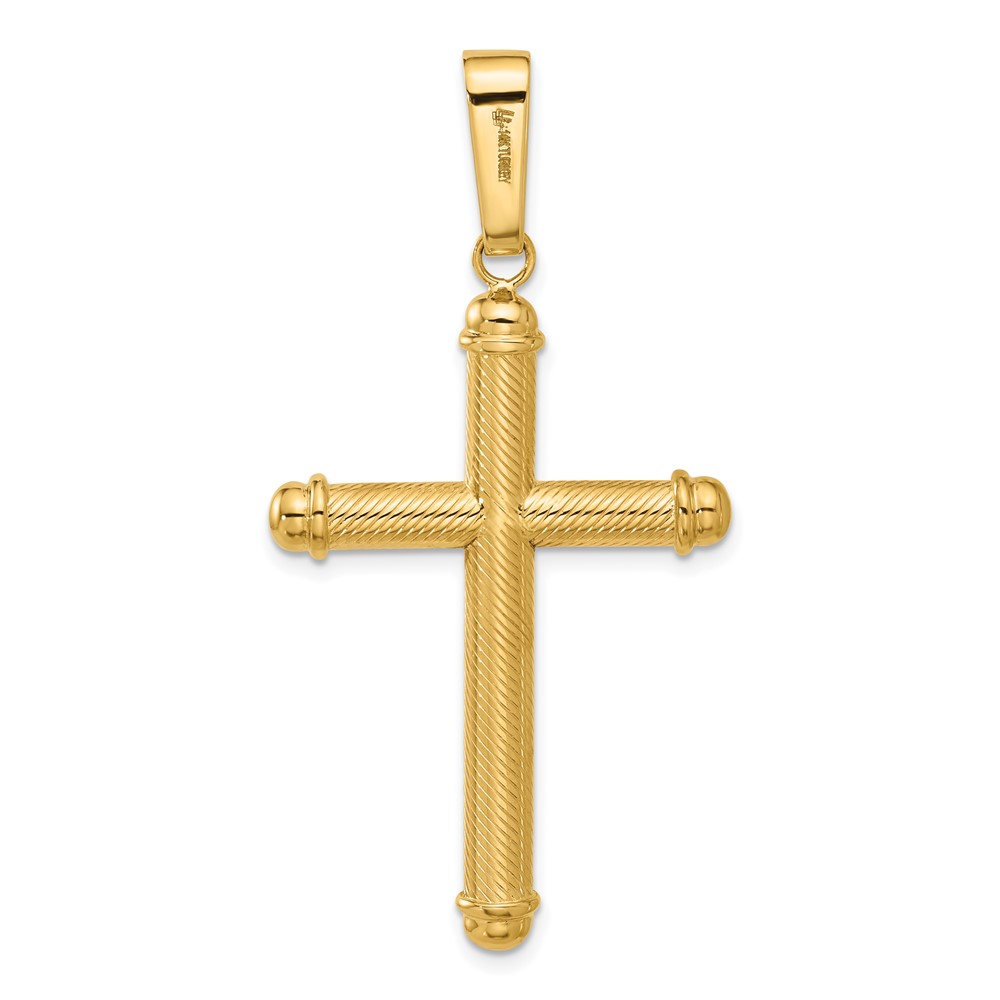 14K Polished and Textured Cross Pendant (C4937)