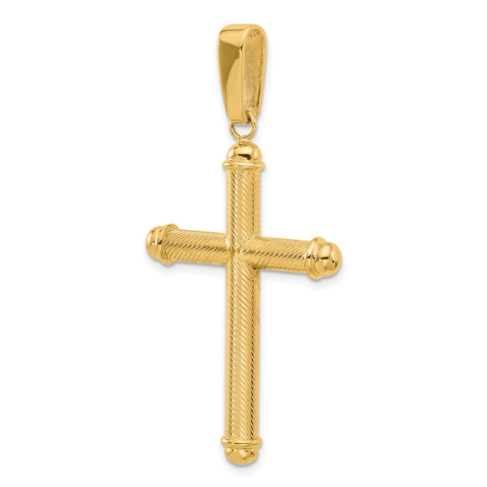 14K Polished and Textured Cross Pendant (C4937)