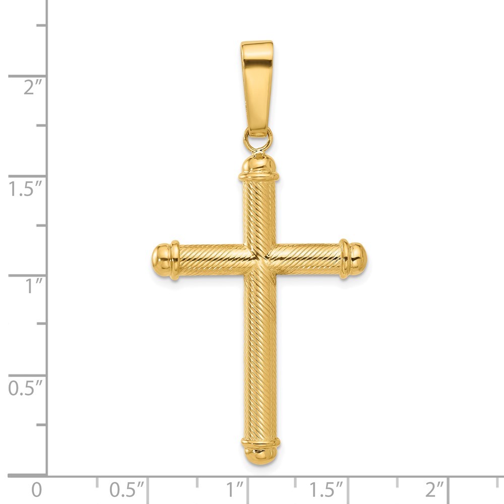 14K Polished and Textured Cross Pendant (C4937)