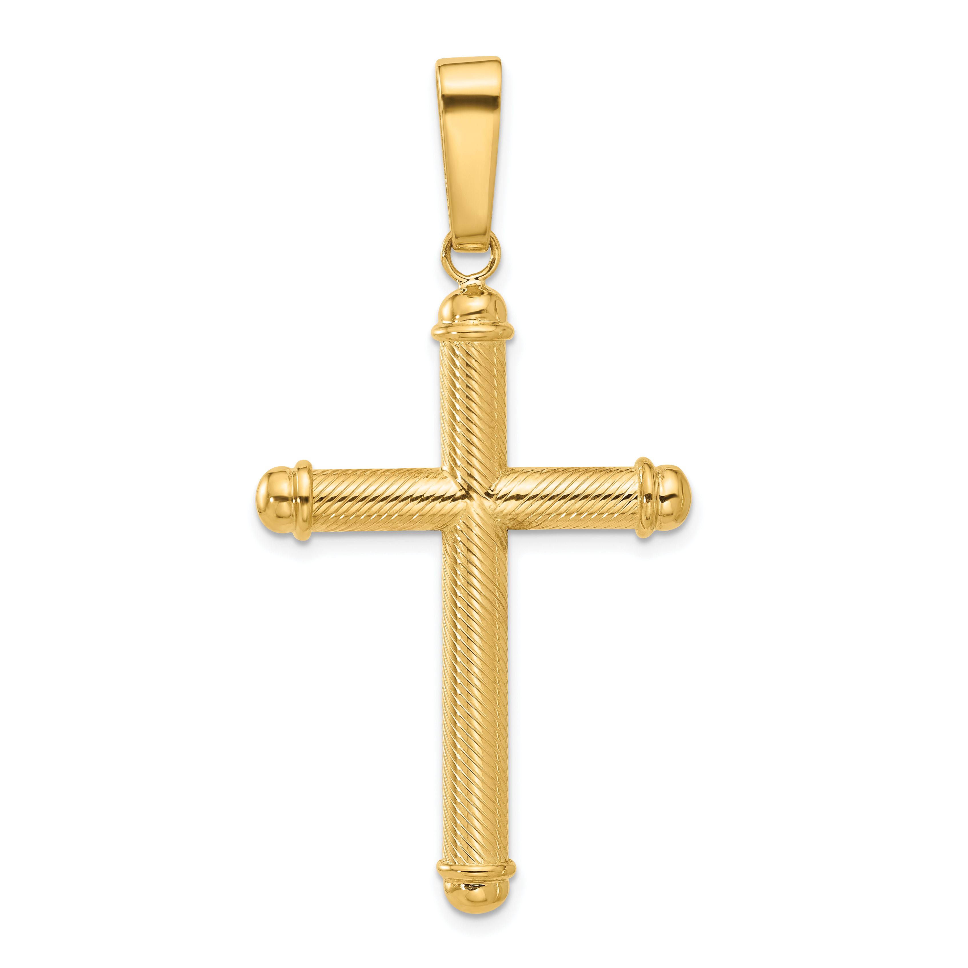 14K Polished and Textured Cross Pendant (C4937)
