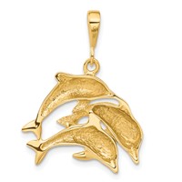 14K Polished Three Dolphin Charm view 3