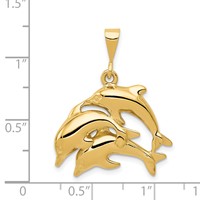14K Polished Three Dolphin Charm view 4