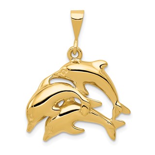 Gold Polished Dolphin Pendants