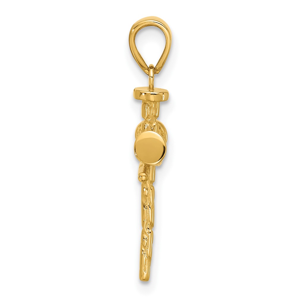 14K Polished and Textured Nails Cross Pendant (C4949)