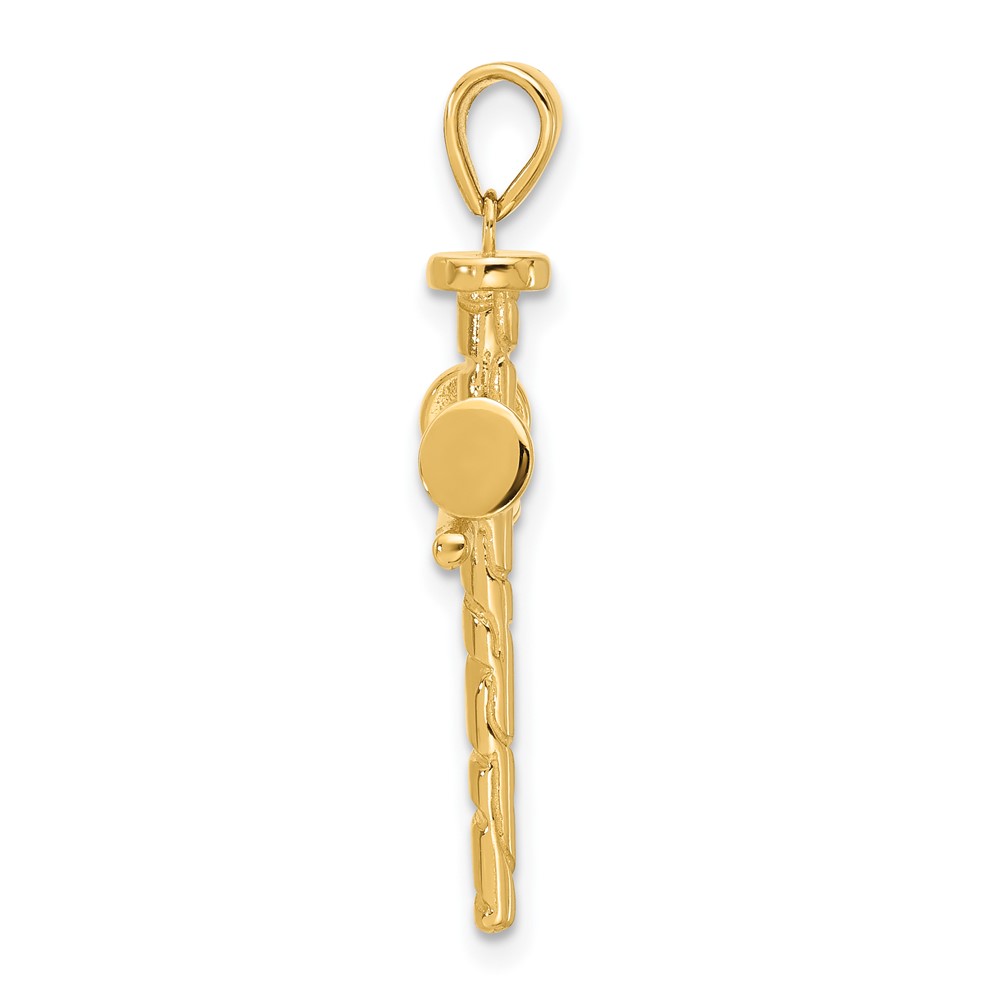 14K Polished and Textured Nails Cross Pendant (C4950)