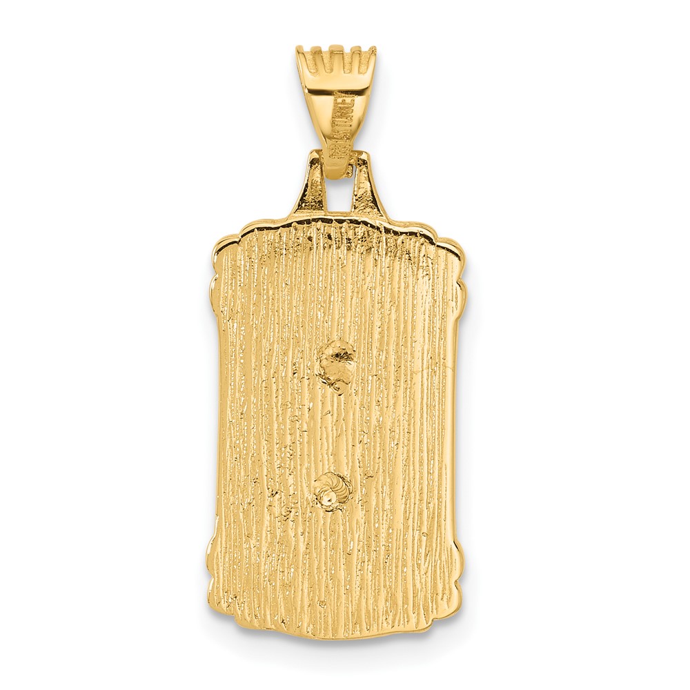 14K Polished and Textured Dog Tag Cross Pendant (C4952)