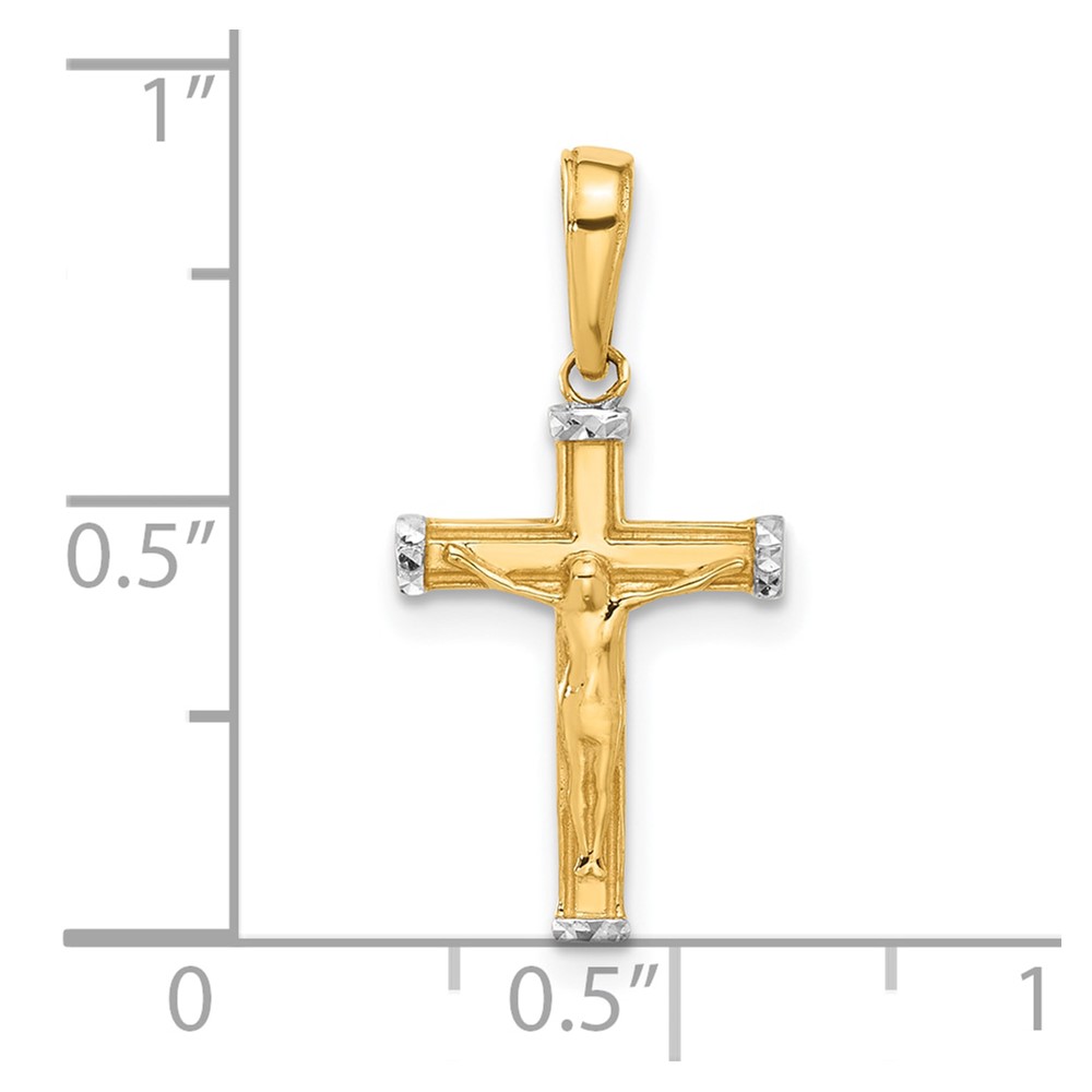 14k and White Rhodium D/C Crucifix Cross Pendant (C4956)