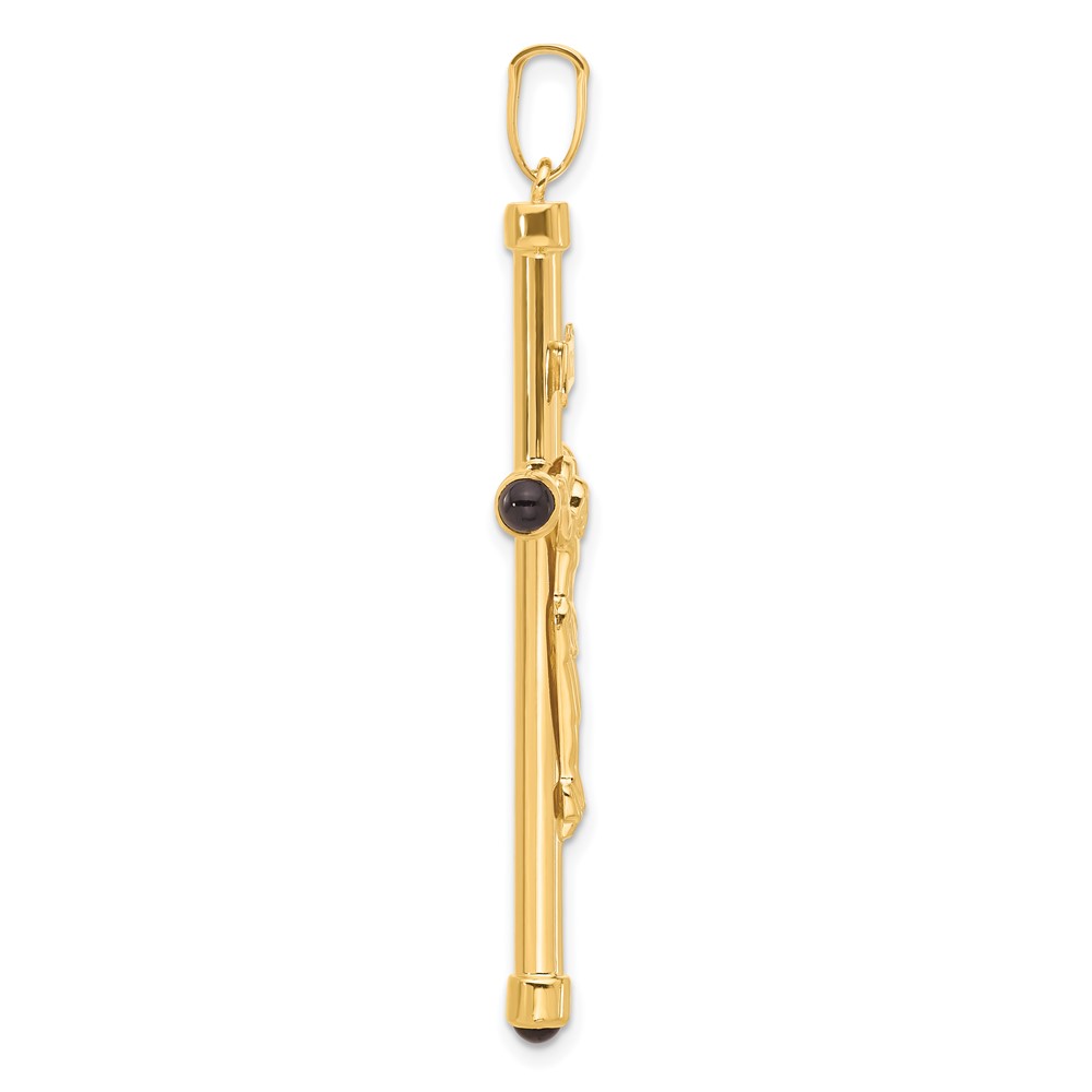 14K Polished Crucifix Onyx Pendant (C4959)