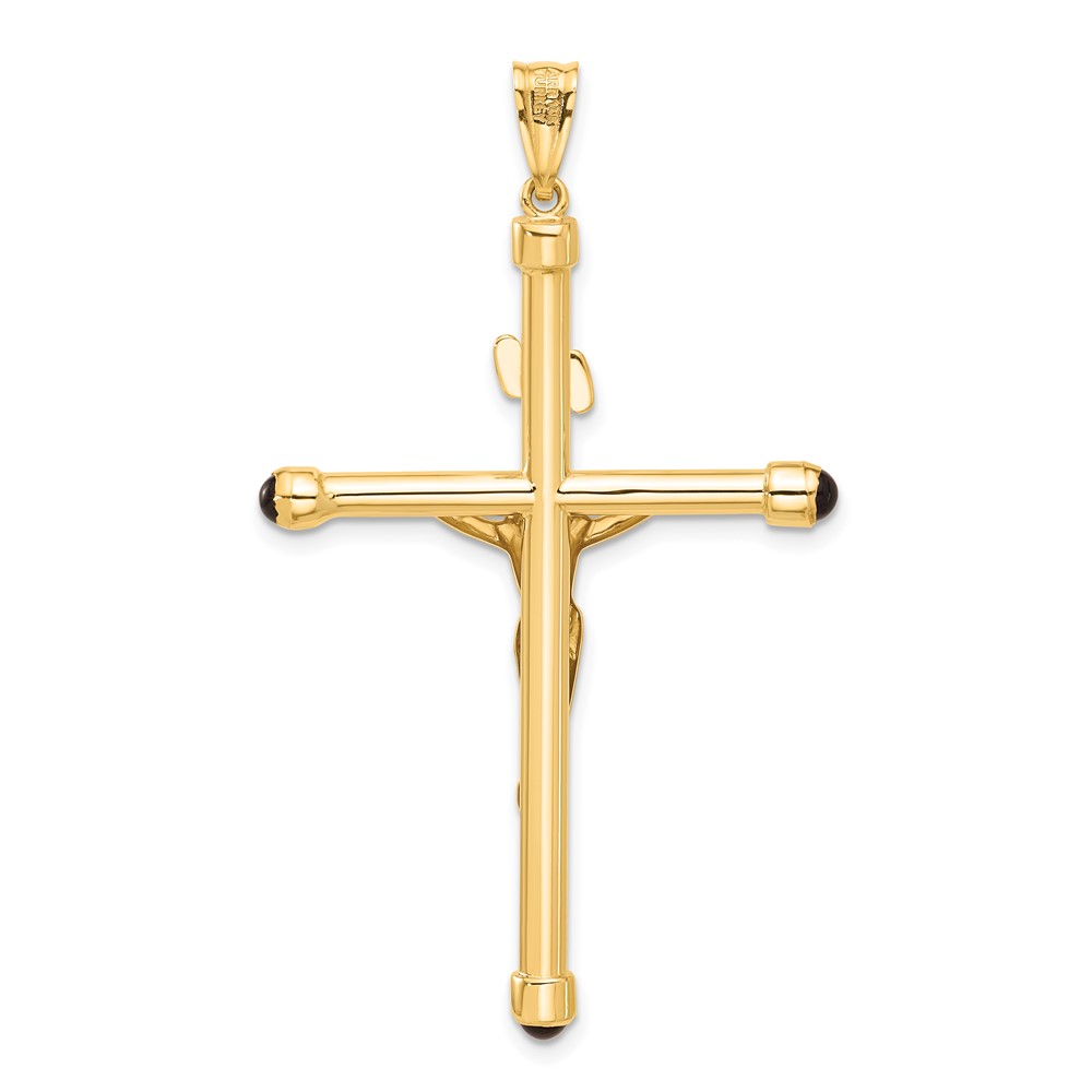 14K Polished Crucifix Onyx Pendant (C4959)