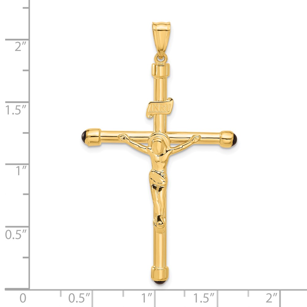 14K Polished Crucifix Onyx Pendant (C4959)