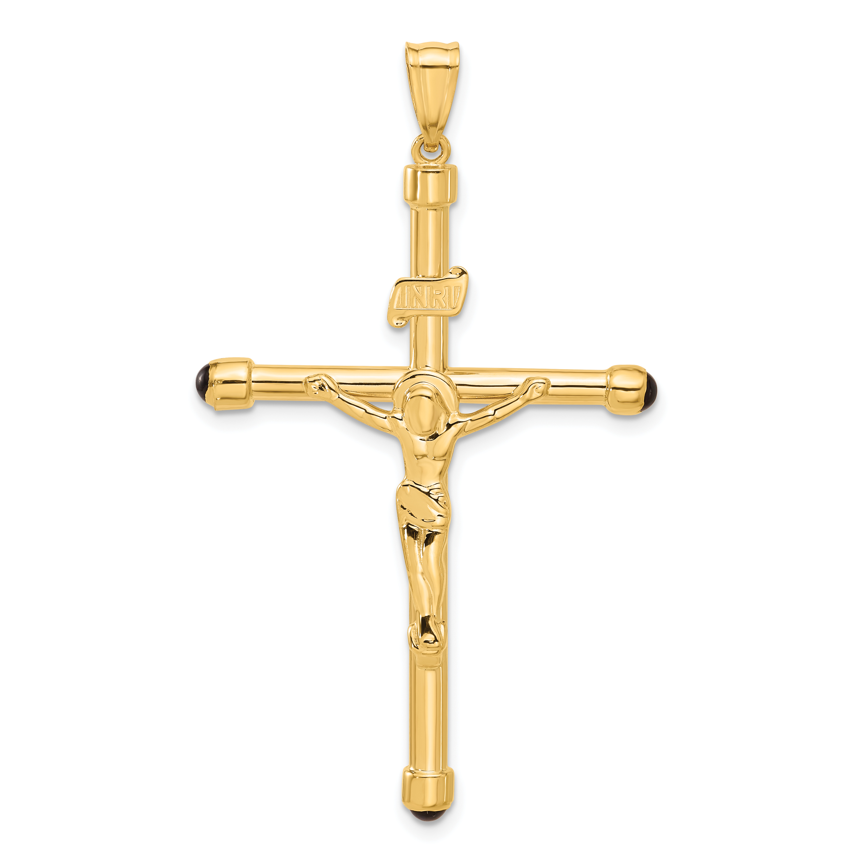 14K Polished Crucifix Onyx Pendant (C4959)