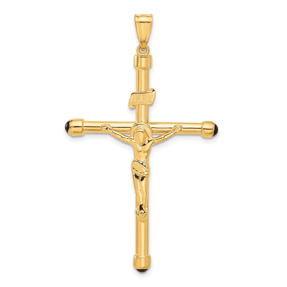 14K Polished Crucifix Onyx Pendant (C4959)