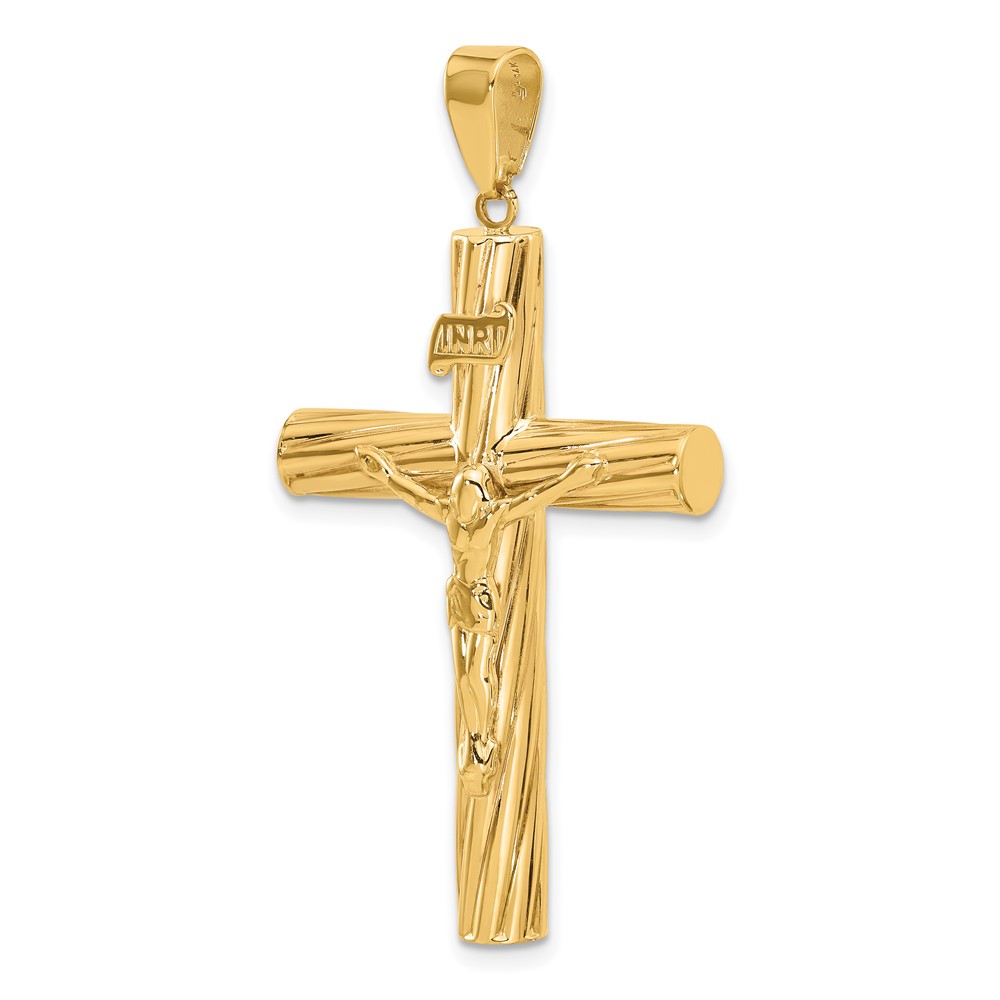 14K Polished and Textured Crucifix Pendant (C4962)