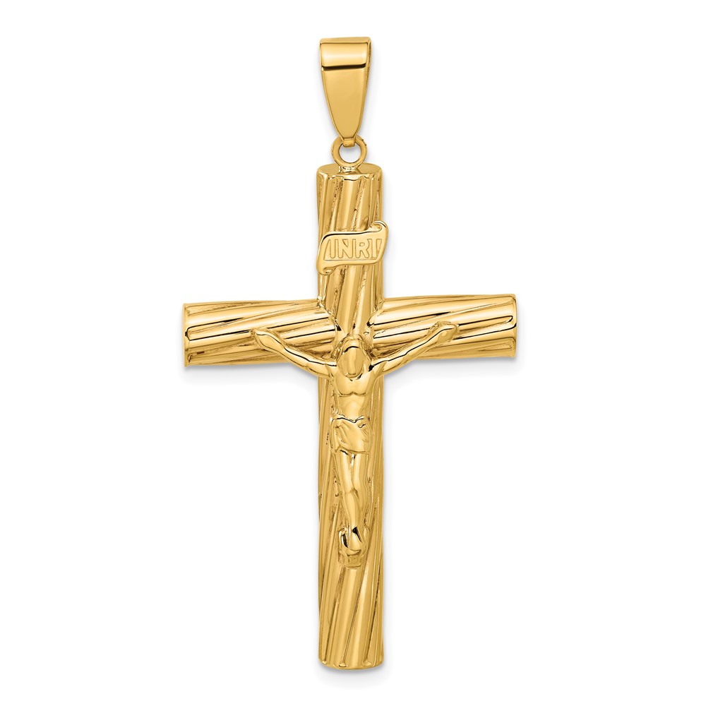14K Polished and Textured Crucifix Pendant (C4962)