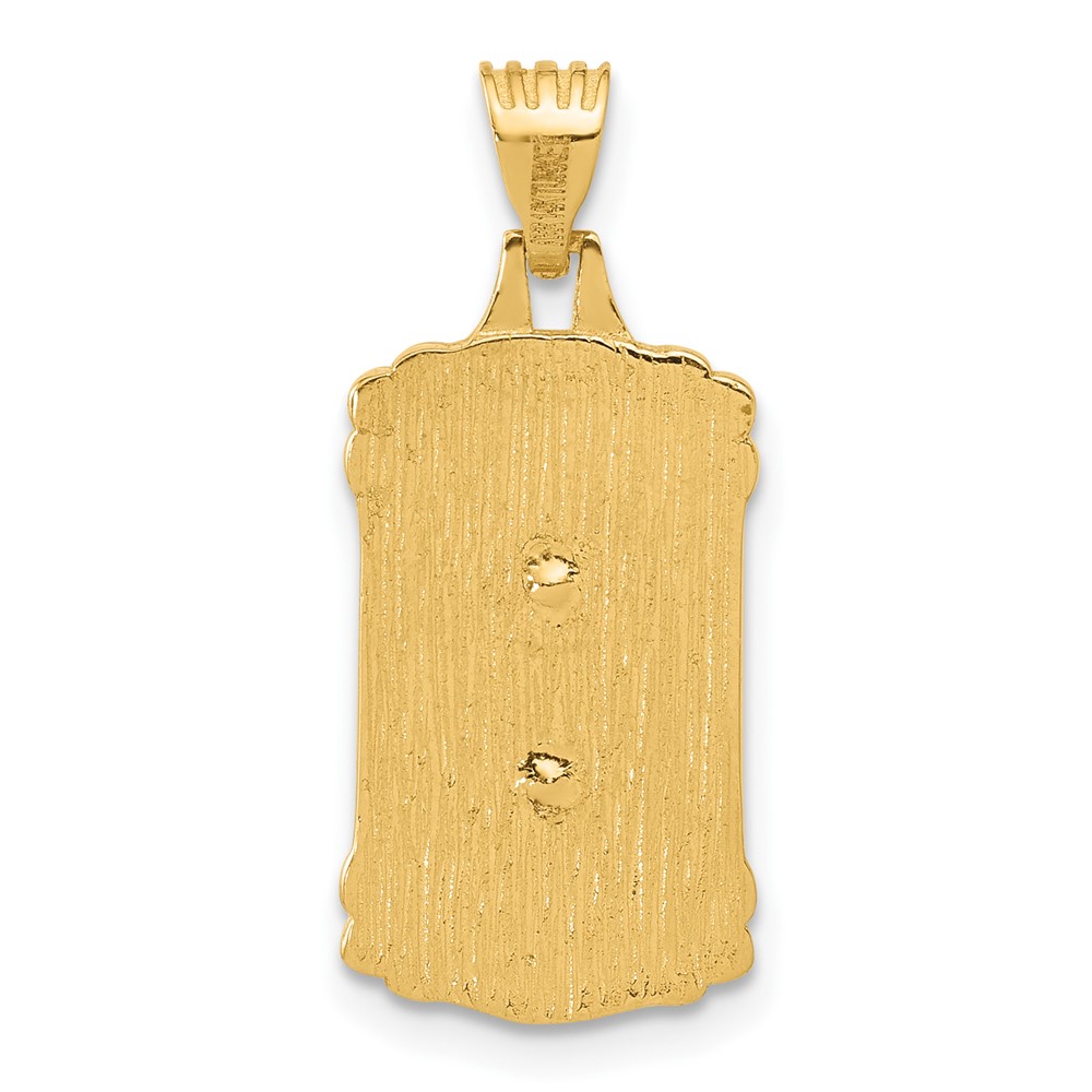 14K Polished and Textured Dog Tag Jesus Pendant (C4967)