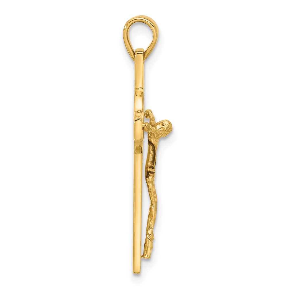 14K Polished Crucifix and St Benedict Pendant (C4971)
