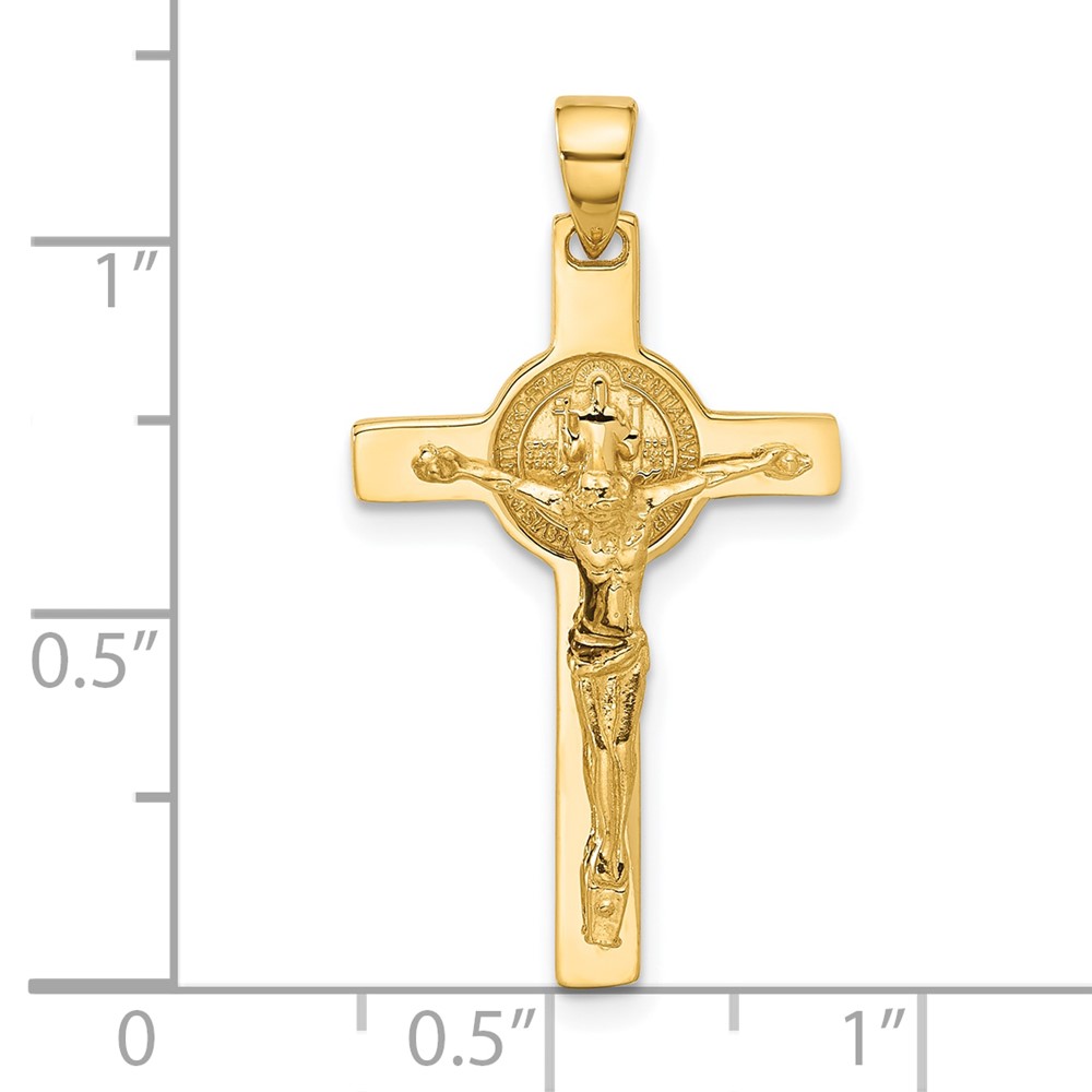 14K Polished Crucifix and St Benedict Pendant (C4971)