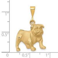 14K Yellow Gold Satin Diamond-cut Bulldog Pendant view 4