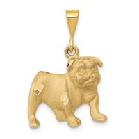 14K Yellow Gold Satin Diamond-cut Bulldog Pendant view 1