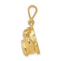14K Yellow Gold Bulldog Pendant view 2