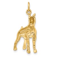 14K Yellow Gold Satin Diamond-cut Boxer Dog Charm view 3