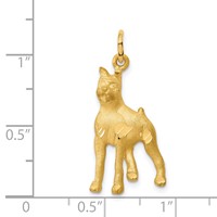 14K Yellow Gold Satin Diamond-cut Boxer Dog Charm view 4