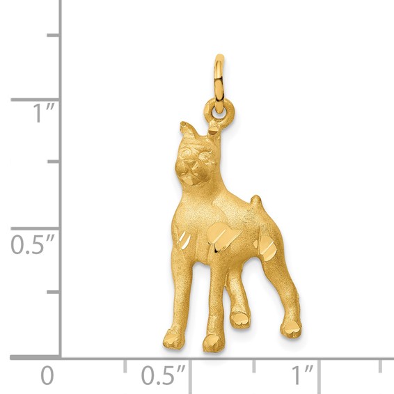 14k Satin Diamond-cut Boxer Dog Charm