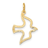 14K Yellow Gold Satin and Diamond-Cut Dove Cut-out Charm view 3