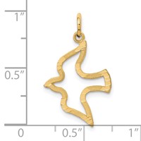 14K Yellow Gold Satin and Diamond-Cut Dove Cut-out Charm view 4