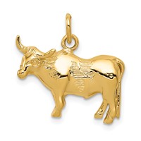 14K Yellow Gold Steer Pendant view 1