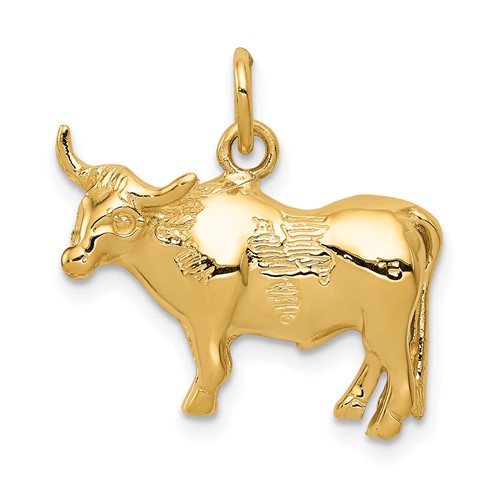 14K Yellow Gold Steer Pendant