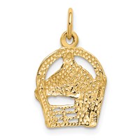 14K Yellow Gold Satin Diamond-cut Horse Head in Horseshoe Charm view 4