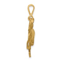 14K Yellow Gold Satin Diamond-cut Horse Pendant view 2