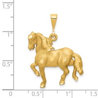 14K Yellow Gold Satin Diamond-cut Horse Pendant view 4