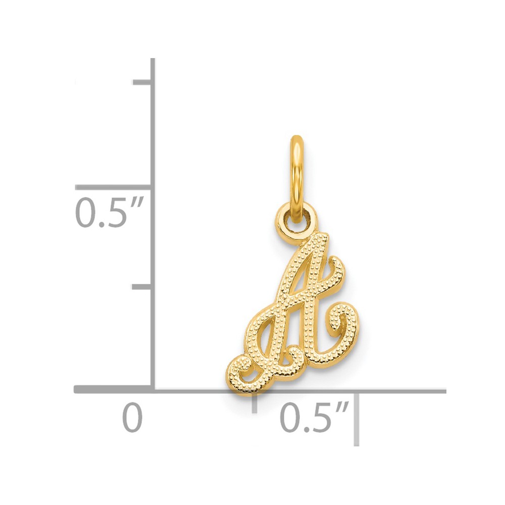 14KY Script Letter A Initial Charm (C564A)
