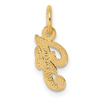14K Yellow Gold Script Letter F Initial Charm view 3