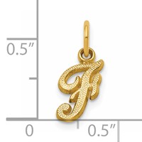 14K Yellow Gold Script Letter F Initial Charm view 4