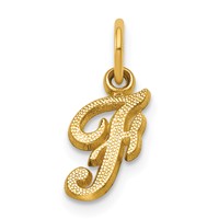14K Yellow Gold Script Letter F Initial Charm view 1